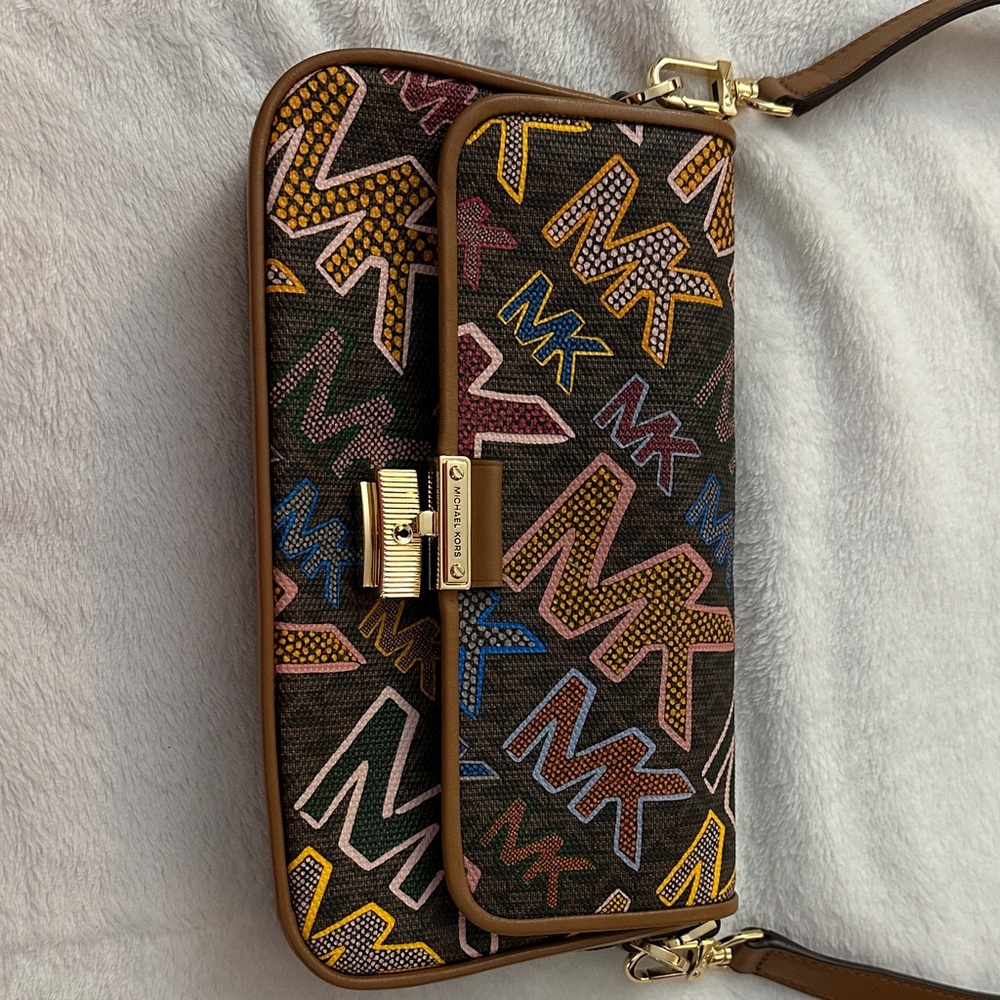 Michael Kors Brown Multicolor Pattern Crossbody Bag